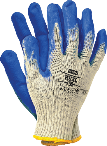 REIS Rękawice robocze ochronne wampirki powlekane gumą biało-niebieski rozm.XL