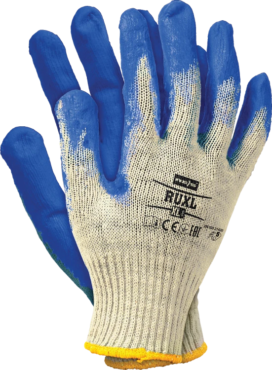 REIS Rękawice robocze ochronne wampirki powlekane gumą biało-niebieski rozm.XL