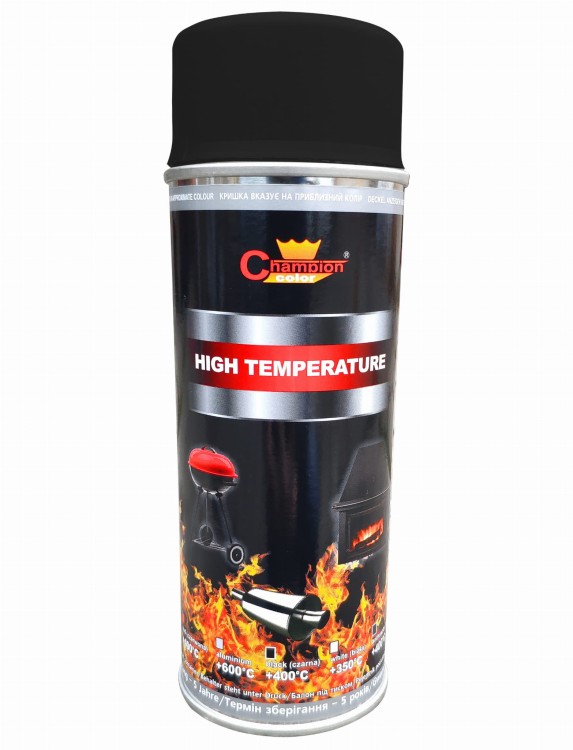 Farba champion żaroodporna 400ml czarna 9011 aerozol