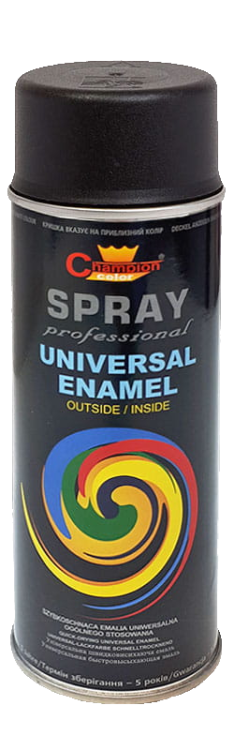 Farba champion uniwersalna 400ml RAL9005 czarna mat aerozol 1