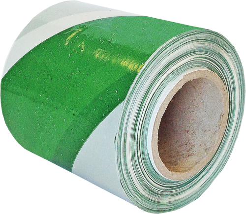 Taśma ostrzegawcza biało-zielona 70mm/100m