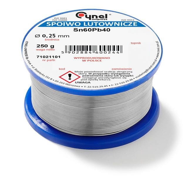 CYNEL SPOIWO LUTOWNICZE LC-60 Sn60Pb40 0,25mm 250g