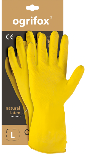 OGRIFOX Rękawice ochronne gumowe flokowane żółty rozm.XL