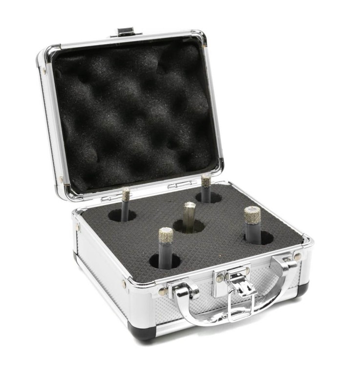 FALON TECH Otwornice diamentowe do gresu i betonu zestaw 4 szt. + adapter M14 3/8" FT04DH