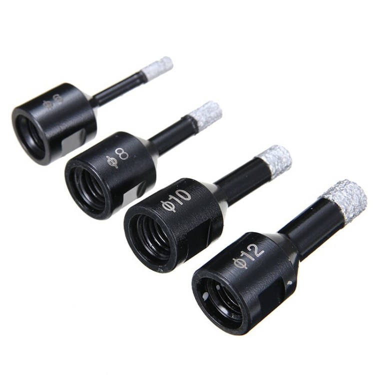 FALON TECH Otwornice diamentowe do gresu i betonu zestaw 4 szt. + adapter M14 3/8" FT04DH 3