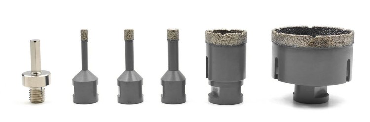 FALON TECH  Otwornice diamentowe do gresu i betonu 5 szt. + adapter M14 3/8" FT05DH 1