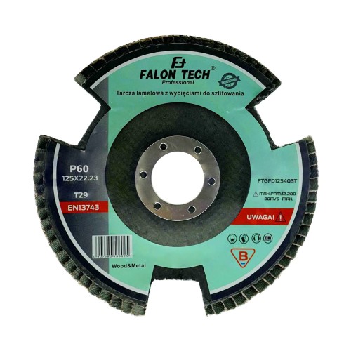 FALON TECH Tarcza lamelowa z wycięciami do szlifowania 125mm P60 FTGFD125603T