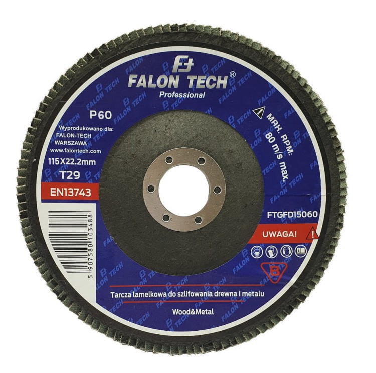 FALOLN TECH Tarcza listkowa lamelka do szlifowania 115mm P60 FTGFD11560 1