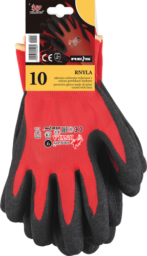 REIS Rękawice robocze dragony latex RNYLAB-S czerwono-czarny rozm.10