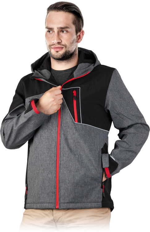 LEBER Kurtka męska softshell Drizel szaro-czarna rozm. M