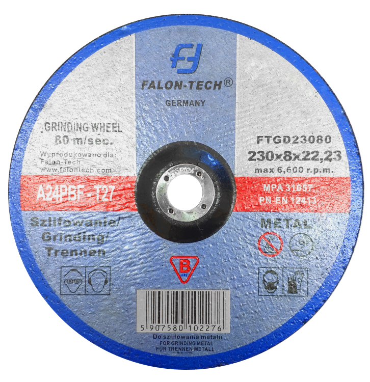 FALON TECH Tarcza do szlifowania stali metalu 230x8,0