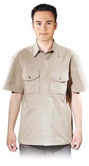 LEBER Koszula bawełniana z krótkim rękawem beżowa SHIRTER rozm.XL