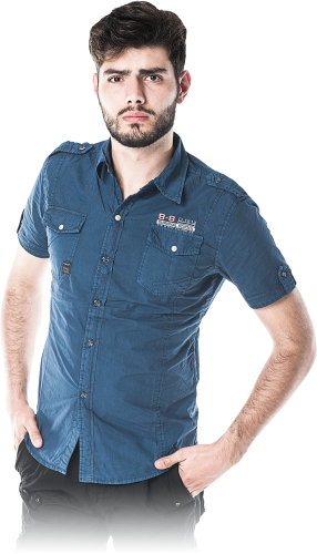 REIS Koszula bawełniana z krótkim rękawem granatowa YOUNG rozm.L