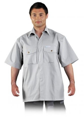 LEBER Koszula bawełniana z krótkim rękawem jasnoszara SHIFER rozm.XL