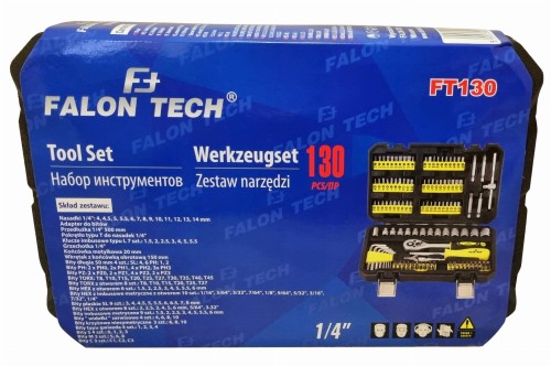 FALON TECH Zestaw narzędzi nasadek bitów 130 szt.  FT130 1