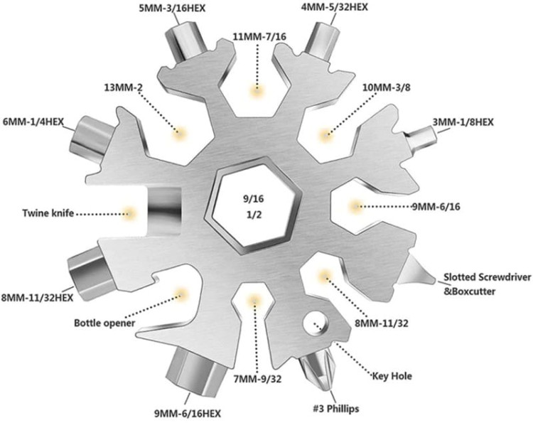 FALON TECH Klucz wielofunkcyjny śnieżynka 18w1 FT0181 2
