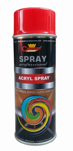 Farba champion acryl 400ml RAL3020 czerwony super połysk aerozol