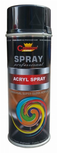 Farba champion acryl 400ml RAL9005 czarny super połysk aerozol