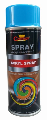 Farba champion acryl 400ml RAL5015 niebieski super połysk aerozol 1